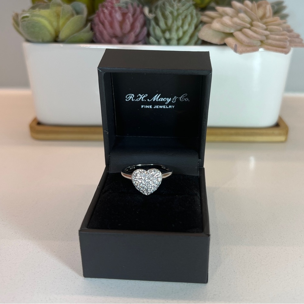 Cubic Zirconia Heart Ring in Sterling Silver